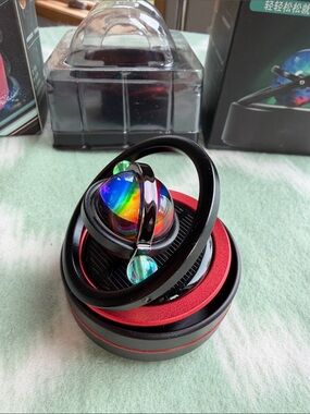2 Dashboard Rotating Galaxy Metal Decor for scented refresherner - Black & Red